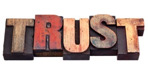 trust word in letterpress type